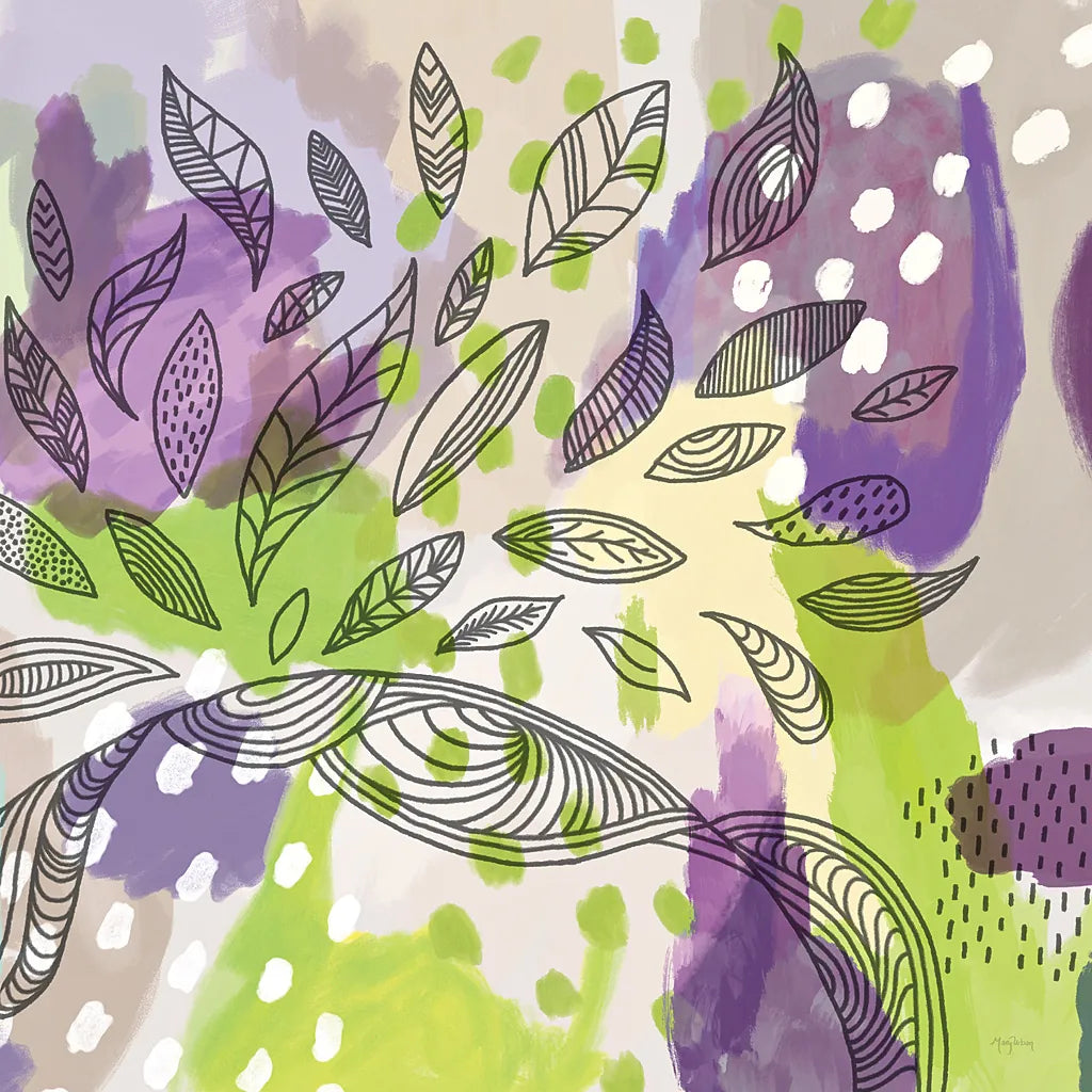 Bright Life I Purple Yellow Line Crop by Mary Urban. SKU 37501a. Archival Giclee Fine art print for wall decor.