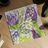 Bright Life I Purple Yellow Line Crop by Mary Urban. Shown as a detailed flat fine art print, highlighting archival giclee quality. Available as an archival giclee rolled canvas, fine art paper, or poster print. SKU 37501a.