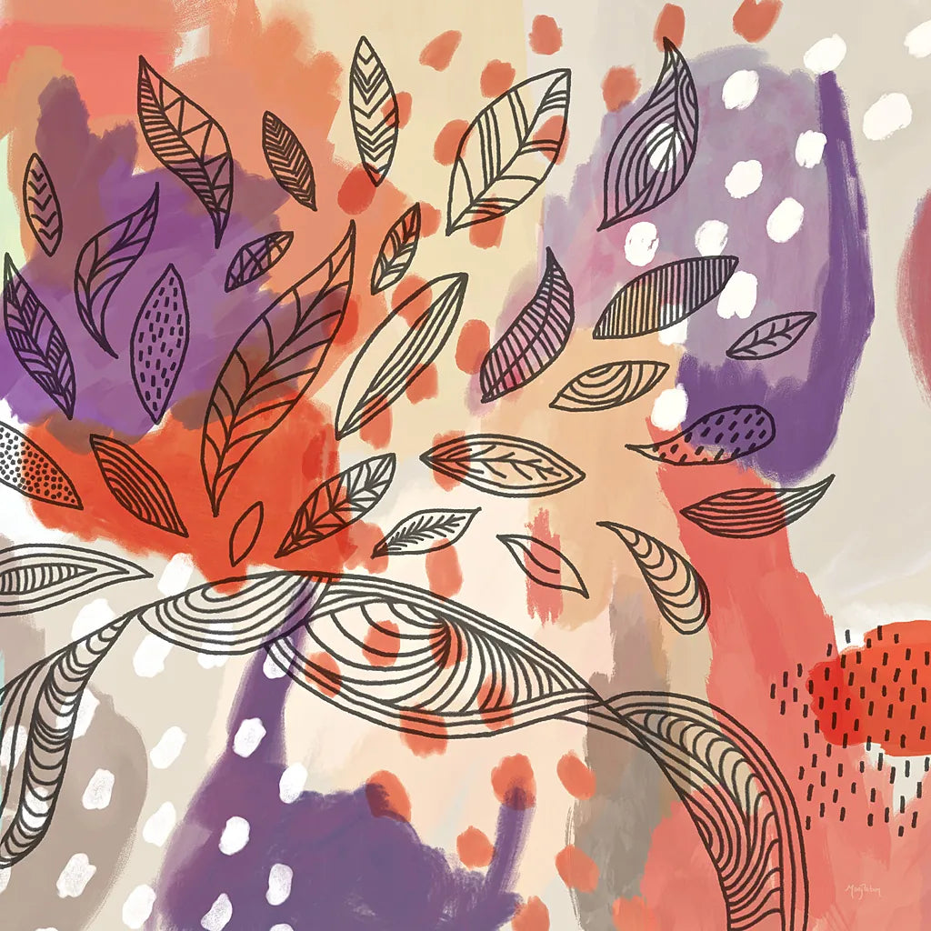 Bright Life I Red Yellow Line Crop by Mary Urban. SKU 37498a. Archival Giclee Fine art print for wall decor.