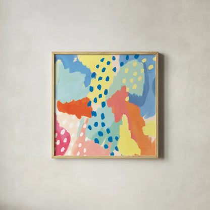 Bright Life I v2 Crop by Mary Urban. Shown in a natural wood glass frame for a timeless modern aesthetic. Available as an archival giclee rolled canvas, fine art paper, or poster print. SKU 37528a.