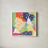 Bright Life II Blue Green Crop by Mary Urban. Shown in a crisp white glass frame for a clean and minimalist style. Available as an archival giclee rolled canvas, fine art paper, or poster print. SKU 52118a.