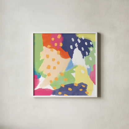 Bright Life II Blue Green Crop by Mary Urban. Shown in a crisp white glass frame for a clean and minimalist style. Available as an archival giclee rolled canvas, fine art paper, or poster print. SKU 52118a.