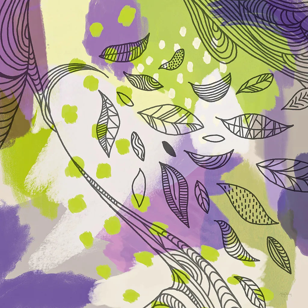 Bright Life II Purple Yellow Line Crop by Mary Urban. SKU 37502a. Archival Giclee Fine art print for wall decor.