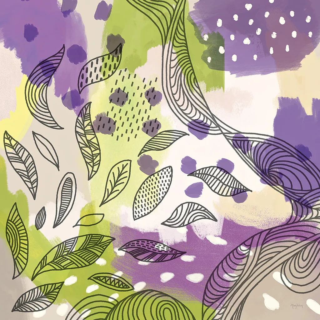 Bright Life III Purple Yellow Line Crop by Mary Urban. SKU 37503a. Archival Giclee Fine art print for wall decor.