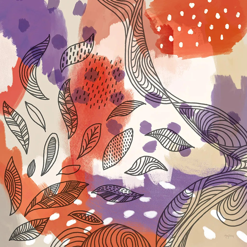 Bright Life III Red Yellow Line Crop by Mary Urban. SKU 37500a. Archival Giclee Fine art print for wall decor.