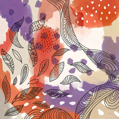 Bright Life III Red Yellow Line Crop by Mary Urban. SKU 37500a. Archival Giclee Fine art print for wall decor.