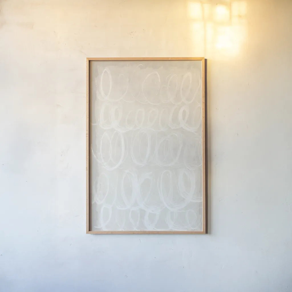 Calming Thoughts I by Mary Urban. shown as a paper print in a natural frame. Available as a archival giclee rolled canvas, fine art paper, or poster print. SKU 84410h.