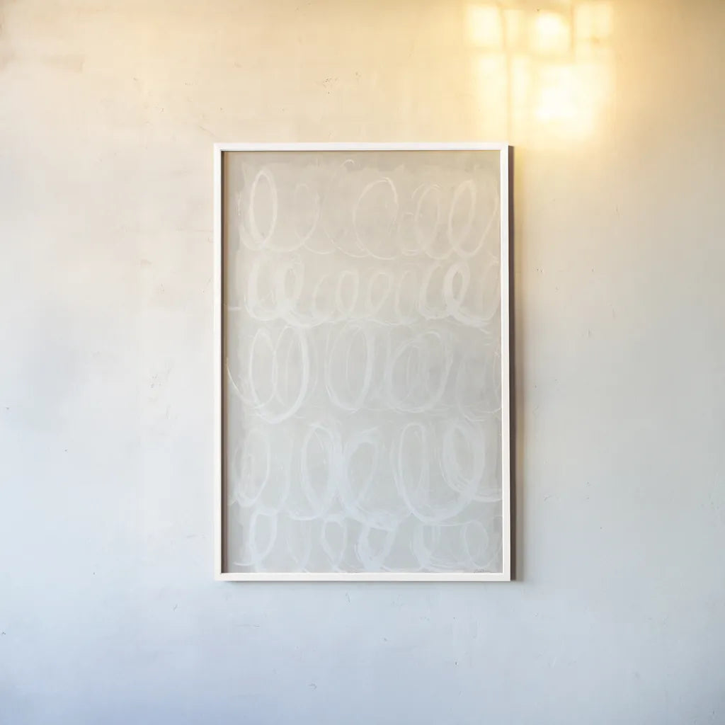Calming Thoughts I by Mary Urban. shown as a paper print in a white frame. Available as a archival giclee rolled canvas, fine art paper, or poster print. SKU 84410h.