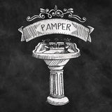 Chalkboard Bath Pamper by Mary Urban. SKU 16227a. Archival Giclee Fine art print for wall decor.