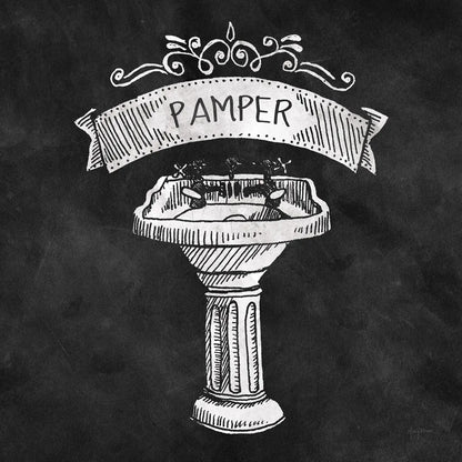 Chalkboard Bath Pamper by Mary Urban. SKU 16227a. Archival Giclee Fine art print for wall decor.