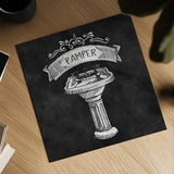 Chalkboard Bath Pamper by Mary Urban. Shown as a detailed flat fine art print, highlighting archival giclee quality. Available as an archival giclee rolled canvas, fine art paper, or poster print. SKU 16227a.