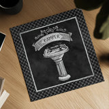 Chalkboard Bath Pamper Lattice Border by Mary Urban. Shown as a detailed flat fine art print, highlighting archival giclee quality. Available as an archival giclee rolled canvas, fine art paper, or poster print. SKU 38648a.
