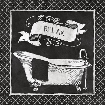 Chalkboard Bath Relax Lattice Border by Mary Urban. SKU 38646a. Archival Giclee Fine art print for wall decor.