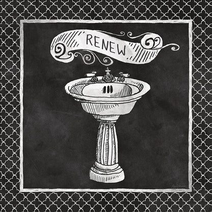 Chalkboard Bath Renew Lattice Border by Mary Urban. SKU 38645a. Archival Giclee Fine art print for wall decor.