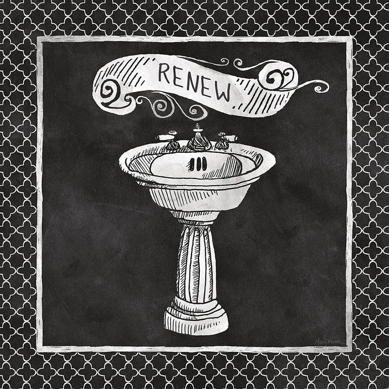 Chalkboard Bath Renew Lattice Border by Mary Urban. SKU 38645a. Archival Giclee Fine art print for wall decor.