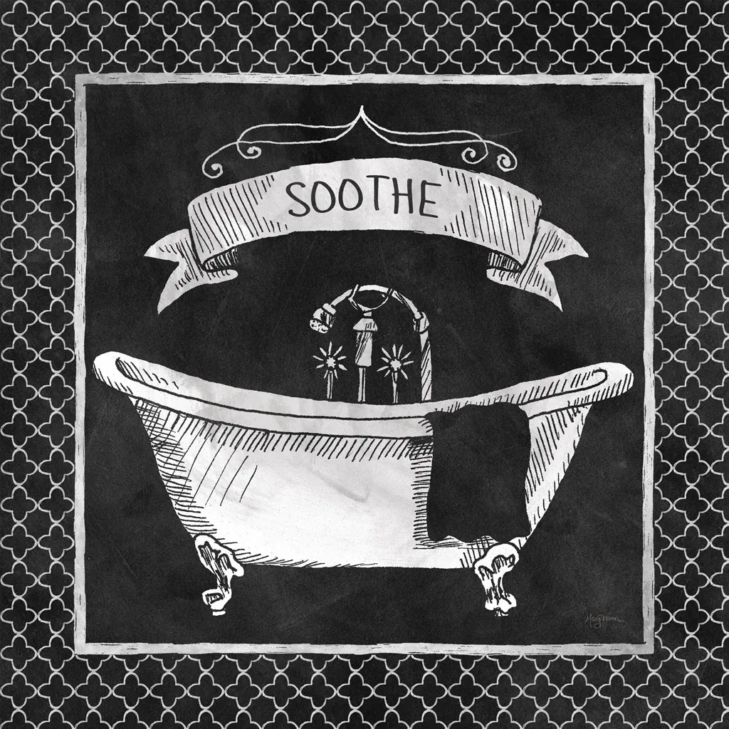 Chalkboard Bath Soothe Lattice Border by Mary Urban. SKU 38647a. Archival Giclee Fine art print for wall decor.