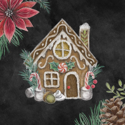 Christmas Chalk Gingerbread House by Mary Urban. SKU 84077a. Archival Giclee Fine art print for wall decor.