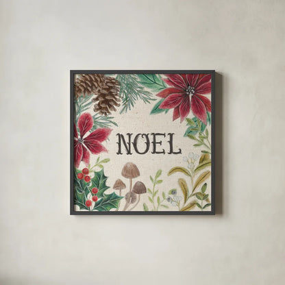 Christmas Chalk I Light by Mary Urban. Shown in a sleek black glass frame for a contemporary gallery look. Available as an archival giclee rolled canvas, fine art paper, or poster print. SKU 73428a.