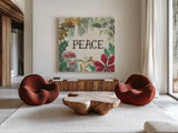 Christmas Chalk II Light by Mary Urban. Shown as extra-large giant wall art in a modern living room. Available as an archival giclee rolled canvas, fine art paper, or poster print. SKU 73429a.