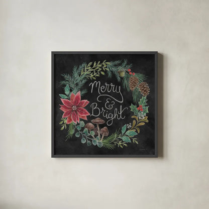 Christmas Chalk III by Mary Urban. Shown in a sleek black glass frame for a contemporary gallery look. Available as an archival giclee rolled canvas, fine art paper, or poster print. SKU 71847a.