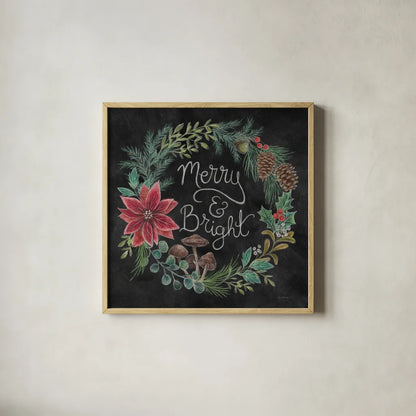 Christmas Chalk III by Mary Urban. Shown in a natural wood glass frame for a timeless modern aesthetic. Available as an archival giclee rolled canvas, fine art paper, or poster print. SKU 71847a.