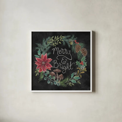 Christmas Chalk III by Mary Urban. Shown in a crisp white glass frame for a clean and minimalist style. Available as an archival giclee rolled canvas, fine art paper, or poster print. SKU 71847a.