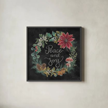 Christmas Chalk IV by Mary Urban. Shown in a sleek black glass frame for a contemporary gallery look. Available as an archival giclee rolled canvas, fine art paper, or poster print. SKU 71848a.