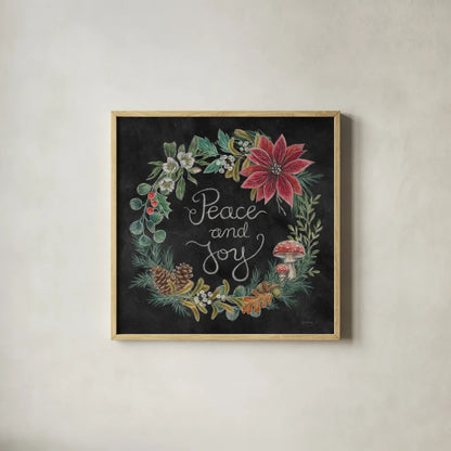 Christmas Chalk IV by Mary Urban. Shown in a natural wood glass frame for a timeless modern aesthetic. Available as an archival giclee rolled canvas, fine art paper, or poster print. SKU 71848a.