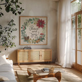 Christmas Chalk IV Light by Mary Urban. Shown in a natural wood frame in a cozy modern living room. Available as an archival giclee rolled canvas, fine art paper, or poster print. SKU 73431a.