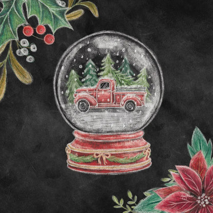 Christmas Chalk Snow Globe by Mary Urban. SKU 84078a. Archival Giclee Fine art print for wall decor.