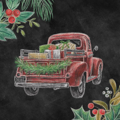 Christmas Chalk Truck III by Mary Urban. SKU 84079a. Archival Giclee Fine art print for wall decor.