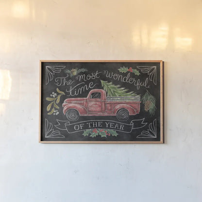 Christmas Chalk V by Mary Urban. shown as a paper print in a natural frame. Available as a archival giclee rolled canvas, fine art paper, or poster print. SKU 71849i.