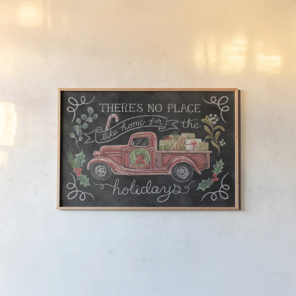 Christmas Chalk VI by Mary Urban. shown as a paper print in a natural frame. Available as a archival giclee rolled canvas, fine art paper, or poster print. SKU 71850i.