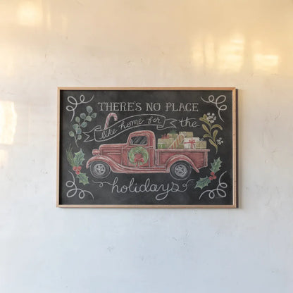 Christmas Chalk VI by Mary Urban. shown as a paper print in a natural frame. Available as a archival giclee rolled canvas, fine art paper, or poster print. SKU 71850i.