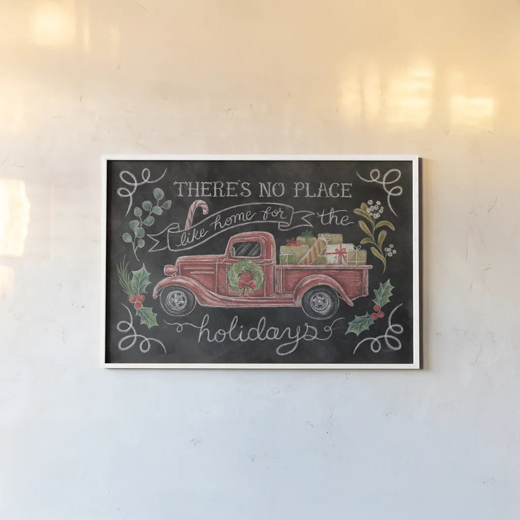 Christmas Chalk VI by Mary Urban. shown as a paper print in a white frame. Available as a archival giclee rolled canvas, fine art paper, or poster print. SKU 71850i.