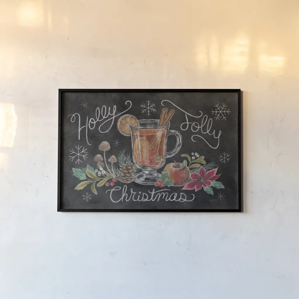 Christmas Chalk VII by Mary Urban. shown as a paper print in a black flame. Available as a archival giclee rolled canvas, fine art paper, or poster print. SKU 71851i.
