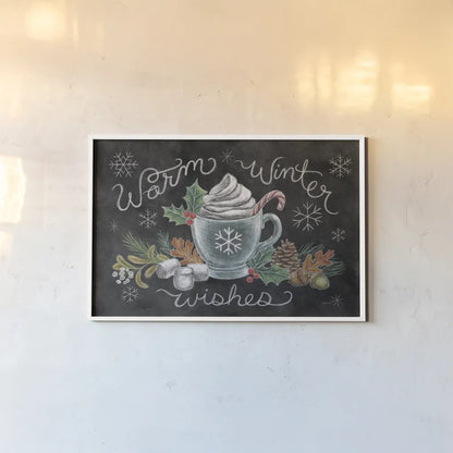 Christmas Chalk VIII by Mary Urban. shown as a paper print in a white frame. Available as a archival giclee rolled canvas, fine art paper, or poster print. SKU 71852i.