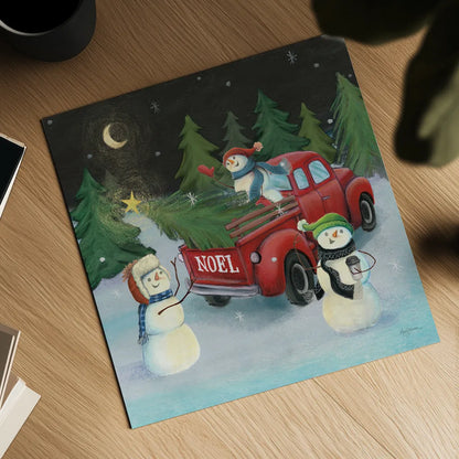 Christmas on Wheels VI by Mary Urban. Shown as a detailed flat fine art print, highlighting archival giclee quality. Available as an archival giclee rolled canvas, fine art paper, or poster print. SKU 54717a.