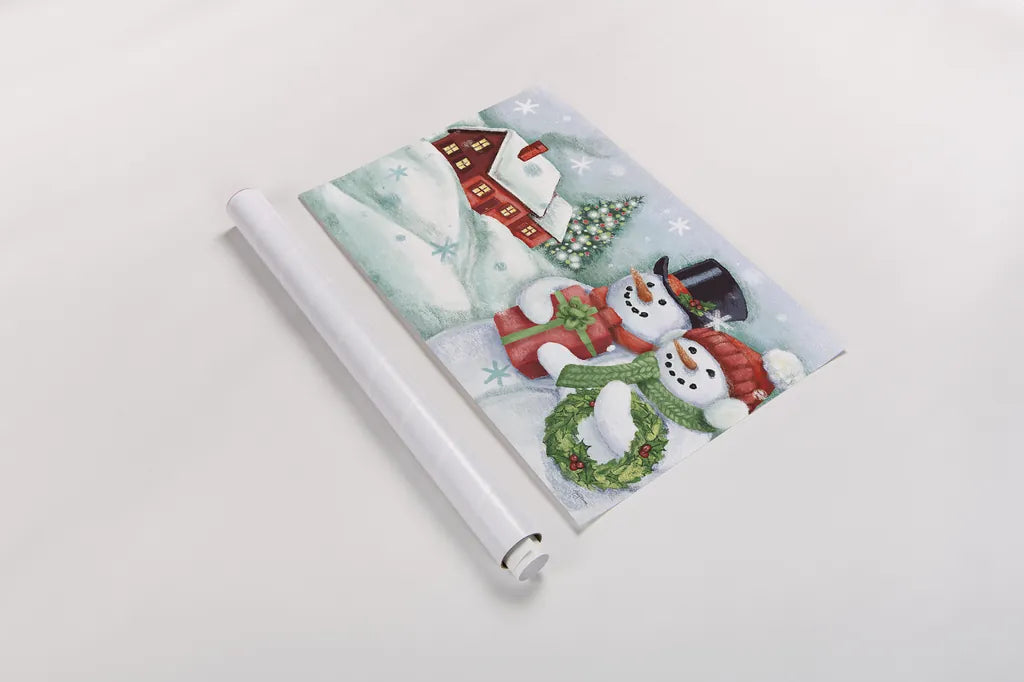 Classic Snowmen II by Mary Urban. shown as a rolled paper print. Available as archival giclee rolled canvas, fine art paper, or poster print. SKU 47163i.