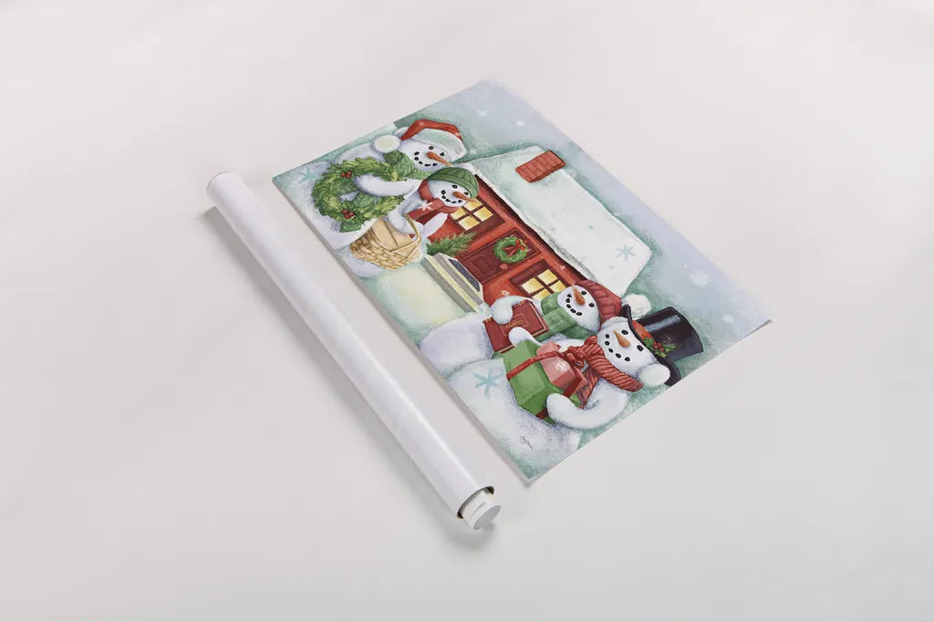 Classic Snowmen III by Mary Urban. shown as a rolled paper print. Available as archival giclee rolled canvas, fine art paper, or poster print. SKU 47164i.