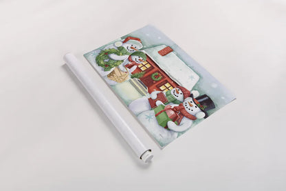 Classic Snowmen III by Mary Urban. shown as a rolled paper print. Available as archival giclee rolled canvas, fine art paper, or poster print. SKU 47164i.