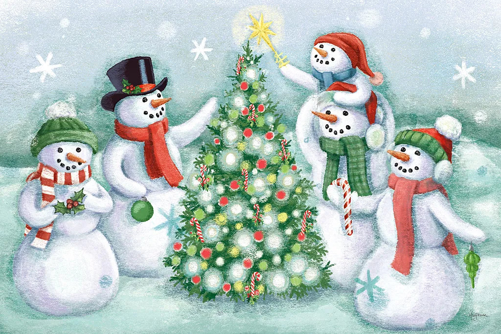 Classic Snowmen IV by Mary Urban. SKU 47165i. Archival Giclee Fine art print for wall decor.