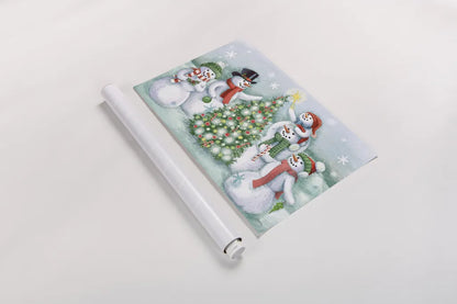 Classic Snowmen IV by Mary Urban. shown as a rolled paper print. Available as archival giclee rolled canvas, fine art paper, or poster print. SKU 47165i.