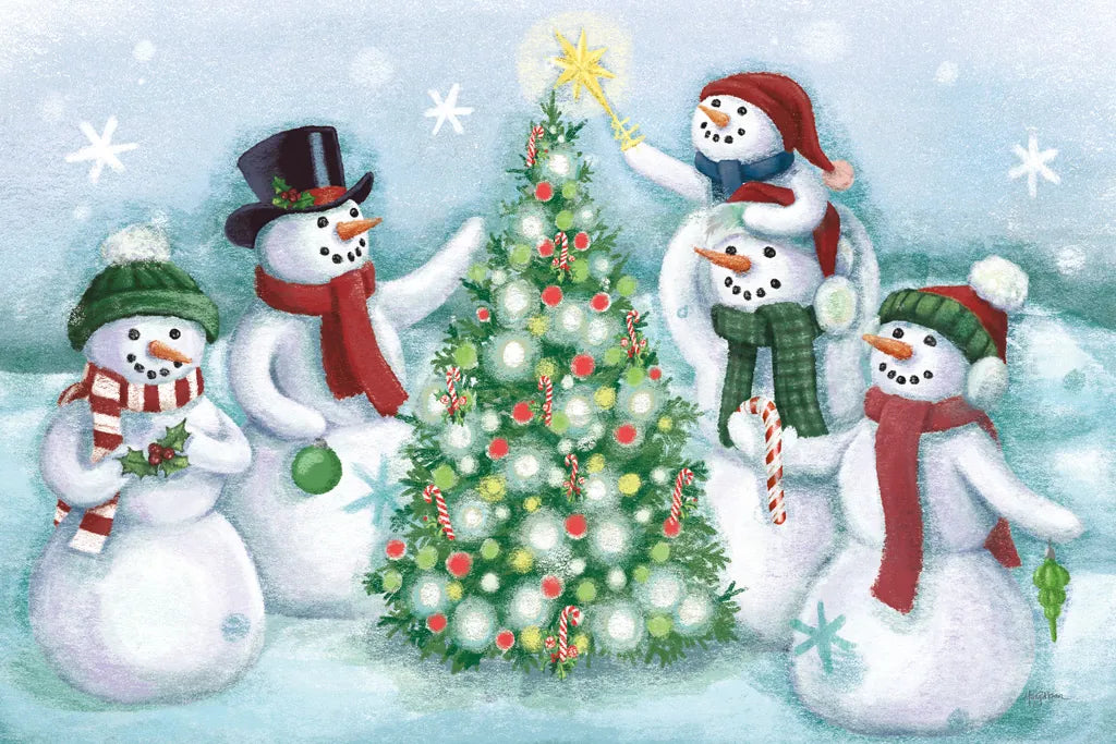 Classic Snowmen IV Dark by Mary Urban. SKU 47929i. Archival Giclee Fine art print for wall decor.