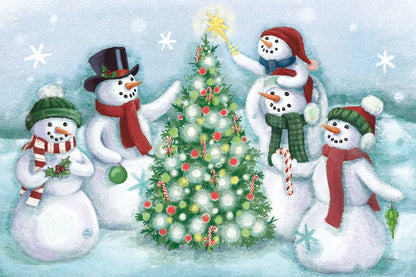 Classic Snowmen IV Dark by Mary Urban. SKU 47929i. Archival Giclee Fine art print for wall decor.
