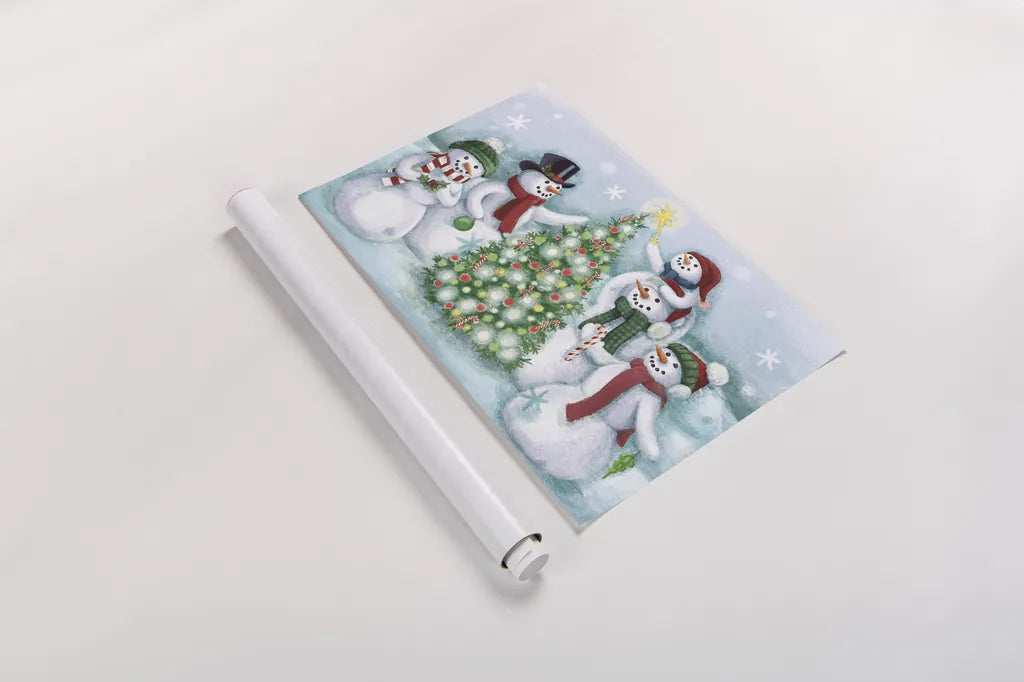 Classic Snowmen IV Dark by Mary Urban. shown as a rolled paper print. Available as archival giclee rolled canvas, fine art paper, or poster print. SKU 47929i.