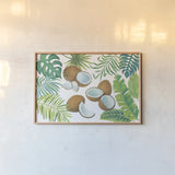 Coconut Palm by Mary Urban. shown as a paper print in a natural frame. Available as a archival giclee rolled canvas, fine art paper, or poster print. SKU 31507i.