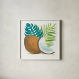 Coconut Palm IV by Mary Urban. Shown in a crisp white glass frame for a clean and minimalist style. Available as an archival giclee rolled canvas, fine art paper, or poster print. SKU 31639a.