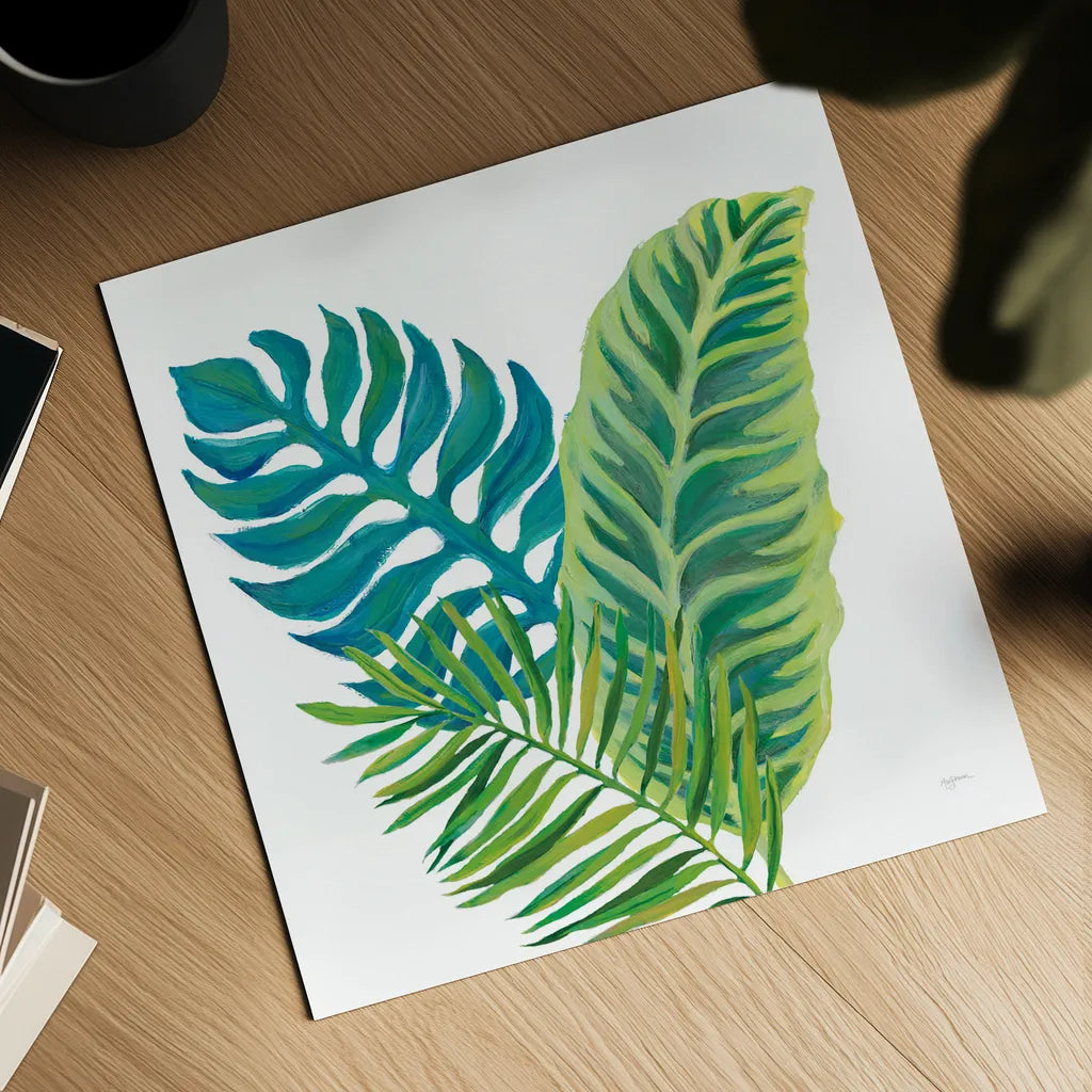 Coconut Palm VI by Mary Urban. Shown as a detailed flat fine art print, highlighting archival giclee quality. Available as an archival giclee rolled canvas, fine art paper, or poster print. SKU 56374a.