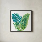 Coconut Palm VI by Mary Urban. Shown in a sleek black glass frame for a contemporary gallery look. Available as an archival giclee rolled canvas, fine art paper, or poster print. SKU 56374a.